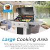 imageKenmore 3Burner Propane BBQ Grill 30000 BTUs Gas Grill with Cast Iron Cooking Grates Folding Side Tables ampamp Wheels Outdoor Grill with Tool Hooks BlackBlack