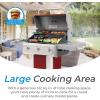 imageKenmore 3Burner Propane BBQ Grill 30000 BTUs Gas Grill with Cast Iron Cooking Grates Folding Side Tables ampamp Wheels Outdoor Grill with Tool Hooks BlackRed