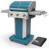 imageKenmore 3Burner Propane BBQ Grill 30000 BTUs Gas Grill with Cast Iron Cooking Grates Folding Side Tables ampamp Wheels Outdoor Grill with Tool Hooks BlackTeal