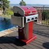 imageKenmore 3Burner Propane BBQ Grill 30000 BTUs Gas Grill with Cast Iron Cooking Grates Folding Side Tables ampamp Wheels Outdoor Grill with Tool Hooks BlackRed