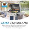 imageKenmore 3Burner Propane BBQ Grill 30000 BTUs Gas Grill with Cast Iron Cooking Grates Folding Side Tables ampamp Wheels Outdoor Grill with Tool Hooks BlackAzure