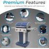 imageKenmore 3Burner Propane BBQ Grill 30000 BTUs Gas Grill with Cast Iron Cooking Grates Folding Side Tables ampamp Wheels Outdoor Grill with Tool Hooks BlackAzure