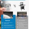 imageKenmore 3Burner Propane BBQ Grill 30000 BTUs Gas Grill with Cast Iron Cooking Grates Folding Side Tables ampamp Wheels Outdoor Grill with Tool Hooks BlackPearl
