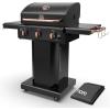 imageKenmore 3Burner Propane BBQ Grill 30000 BTUs Gas Grill with Cast Iron Cooking Grates Folding Side Tables ampamp Wheels Outdoor Grill with Tool Hooks BlackBlackCopper