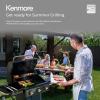 imageKenmore 3Burner Propane BBQ Grill 30000 BTUs Gas Grill with Cast Iron Cooking Grates Folding Side Tables ampamp Wheels Outdoor Grill with Tool Hooks BlackBlackCopper