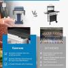 imageKenmore 3Burner Propane BBQ Grill 30000 BTUs Gas Grill with Cast Iron Cooking Grates Folding Side Tables ampamp Wheels Outdoor Grill with Tool Hooks BlackAzure