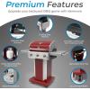 imageKenmore 3Burner Propane BBQ Grill 30000 BTUs Gas Grill with Cast Iron Cooking Grates Folding Side Tables ampamp Wheels Outdoor Grill with Tool Hooks BlackRed