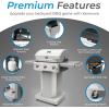 imageKenmore 3Burner Propane BBQ Grill 30000 BTUs Gas Grill with Cast Iron Cooking Grates Folding Side Tables ampamp Wheels Outdoor Grill with Tool Hooks BlackPearl