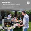 imageKenmore 3Burner Propane BBQ Grill 30000 BTUs Gas Grill with Cast Iron Cooking Grates Folding Side Tables ampamp Wheels Outdoor Grill with Tool Hooks BlackAzure