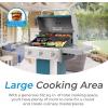 imageKenmore 3Burner Propane BBQ Grill 30000 BTUs Gas Grill with Cast Iron Cooking Grates Folding Side Tables ampamp Wheels Outdoor Grill with Tool Hooks BlackTeal