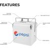 imagePepsi 14Quart Small Cooler  Retro Vintage Classic Style Hard Metal Beverage Cooler for Camping Beach Picnic Pepsi Heritage EditionPepsi White