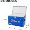 imagePepsi 21Quart Ice Chest Small Portable Cooler HardSided Steel Metal Cooler with Builtin Bottle Opener and Handles Pepsi Blue