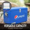 imagePepsi 21Quart Ice Chest Small Portable Cooler HardSided Steel Metal Cooler with Builtin Bottle Opener and Handles Pepsi Blue