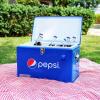 imagePepsi 21Quart Ice Chest Small Portable Cooler HardSided Steel Metal Cooler with Builtin Bottle Opener and Handles Pepsi Blue