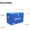 imagePepsi 21Quart Ice Chest Small Portable Cooler HardSided Steel Metal Cooler with Builtin Bottle Opener and Handles Pepsi Blue