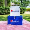 imagePepsi 21Quart Ice Chest Small Portable Cooler HardSided Steel Metal Cooler with Builtin Bottle Opener and Handles Pepsi Blue