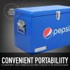 imagePepsi 21Quart Ice Chest Small Portable Cooler HardSided Steel Metal Cooler with Builtin Bottle Opener and Handles Pepsi Blue