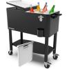 imagePermasteel 80 Quart Party Cooler Rolling Ice Chest with Wheels and Handles for Indoor Outdoor PatioBlack
