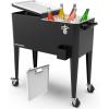 imagePermasteel 80 Quart Party Cooler Rolling Ice Chest with Wheels and Handles for Indoor Outdoor PatioBlack