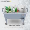 imagePermasteel 80 Quart Party Cooler Rolling Ice Chest with Wheels and Handles for Indoor Outdoor PatioBlue