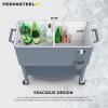 imagePermasteel 80 Quart Party Cooler Rolling Ice Chest with Wheels and Handles for Indoor Outdoor PatioBlue