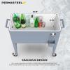 imagePermasteel 80 Quart Party Cooler Rolling Ice Chest with Wheels and Handles for Indoor Outdoor PatioBlue
