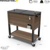 imagePermasteel 80 Quart Party Cooler Rolling Ice Chest with Wheels and Handles for Indoor Outdoor PatioBrown
