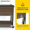 imagePermasteel 80 Quart Party Cooler Rolling Ice Chest with Wheels and Handles for Indoor Outdoor PatioBrown
