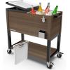 imagePermasteel 80 Quart Party Cooler Rolling Ice Chest with Wheels and Handles for Indoor Outdoor PatioBrown