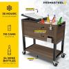 imagePermasteel 80 Quart Party Cooler Rolling Ice Chest with Wheels and Handles for Indoor Outdoor PatioBrown