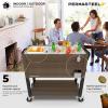 imagePermasteel 80 Quart Party Cooler Rolling Ice Chest with Wheels and Handles for Indoor Outdoor PatioBrown