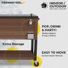 imagePermasteel 80 Quart Party Cooler Rolling Ice Chest with Wheels and Handles for Indoor Outdoor PatioBrown