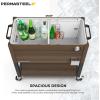 imagePermasteel 80 Quart Party Cooler Rolling Ice Chest with Wheels and Handles for Indoor Outdoor PatioBrown