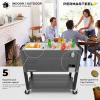 imagePermasteel 80 Quart Party Cooler Rolling Ice Chest with Wheels and Handles for Indoor Outdoor PatioGray