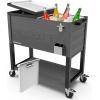imagePermasteel 80 Quart Party Cooler Rolling Ice Chest with Wheels and Handles for Indoor Outdoor PatioGray