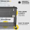 imagePermasteel 80 Quart Party Cooler Rolling Ice Chest with Wheels and Handles for Indoor Outdoor PatioGray