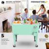 imagePermasteel 80 Quart Party Cooler Rolling Ice Chest with Wheels and Handles for Indoor Outdoor PatioMint