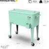 imagePermasteel 80 Quart Party Cooler Rolling Ice Chest with Wheels and Handles for Indoor Outdoor PatioMint