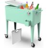 imagePermasteel 80 Quart Party Cooler Rolling Ice Chest with Wheels and Handles for Indoor Outdoor PatioMint