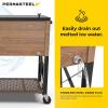 imagePermasteel 80 Quart Party Cooler Rolling Ice Chest with Wheels and Handles for Indoor Outdoor PatioOak Brown