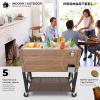 imagePermasteel 80 Quart Party Cooler Rolling Ice Chest with Wheels and Handles for Indoor Outdoor PatioOak Brown