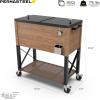 imagePermasteel 80 Quart Party Cooler Rolling Ice Chest with Wheels and Handles for Indoor Outdoor PatioOak Brown
