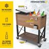 imagePermasteel 80 Quart Party Cooler Rolling Ice Chest with Wheels and Handles for Indoor Outdoor PatioOak Brown