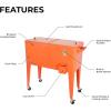 imagePermasteel 80 Quart Party Cooler Rolling Ice Chest with Wheels and Handles for Indoor Outdoor PatioOrange