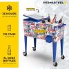 imagePermasteel 80 Quart Party Cooler Rolling Ice Chest with Wheels and Handles for Indoor Outdoor PatioPepsi Heritage Edition