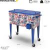 imagePermasteel 80 Quart Party Cooler Rolling Ice Chest with Wheels and Handles for Indoor Outdoor PatioPepsi Heritage Edition