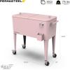 imagePermasteel 80 Quart Party Cooler Rolling Ice Chest with Wheels and Handles for Indoor Outdoor PatioPink