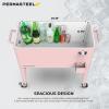 imagePermasteel 80 Quart Party Cooler Rolling Ice Chest with Wheels and Handles for Indoor Outdoor PatioPink