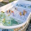 imagePermasteel 80 Quart Party Cooler Rolling Ice Chest with Wheels and Handles for Indoor Outdoor PatioSilver
