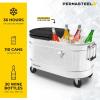 imagePermasteel 80 Quart Party Cooler Rolling Ice Chest with Wheels and Handles for Indoor Outdoor PatioSilver